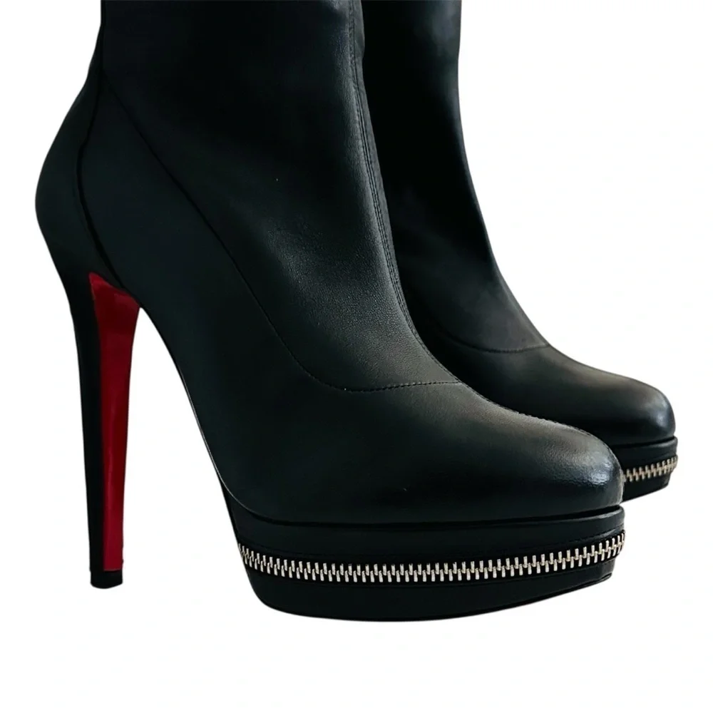 Christian Louboutin Unique 140 OTK Black Leather Boots EU 37 Nappa Leather